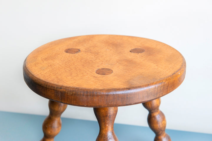 Small Round Tripod Stool With Bobbin Legs