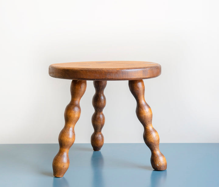 Small Round Tripod Stool With Bobbin Legs