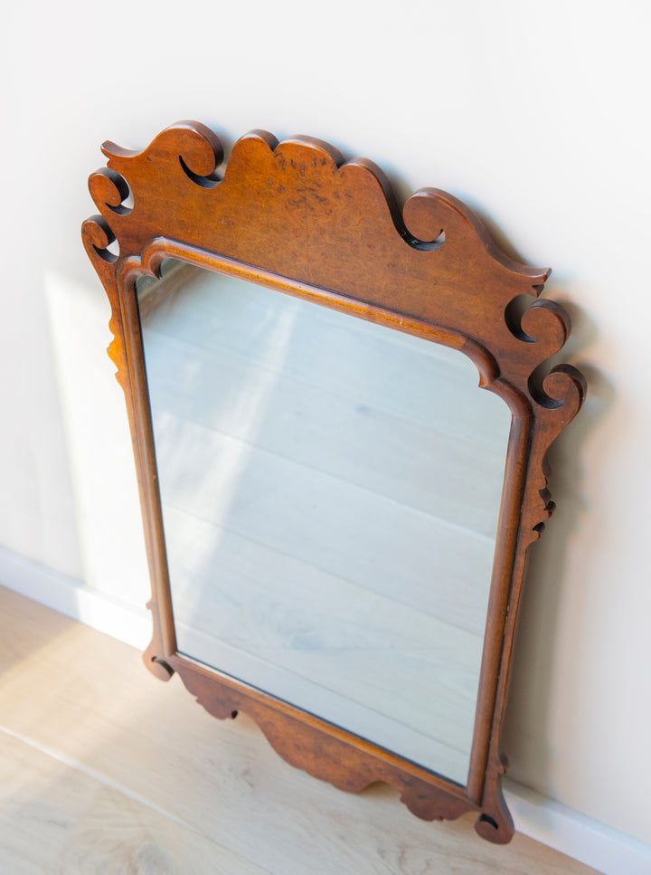 Antique Georgian Carved Wooden Mirror, Walnut Frame