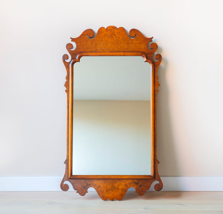 Antique Georgian Carved Wooden Mirror, Walnut Frame