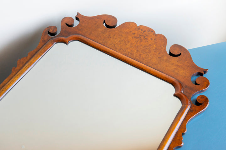 Antique Georgian Carved Wooden Mirror, Walnut Frame