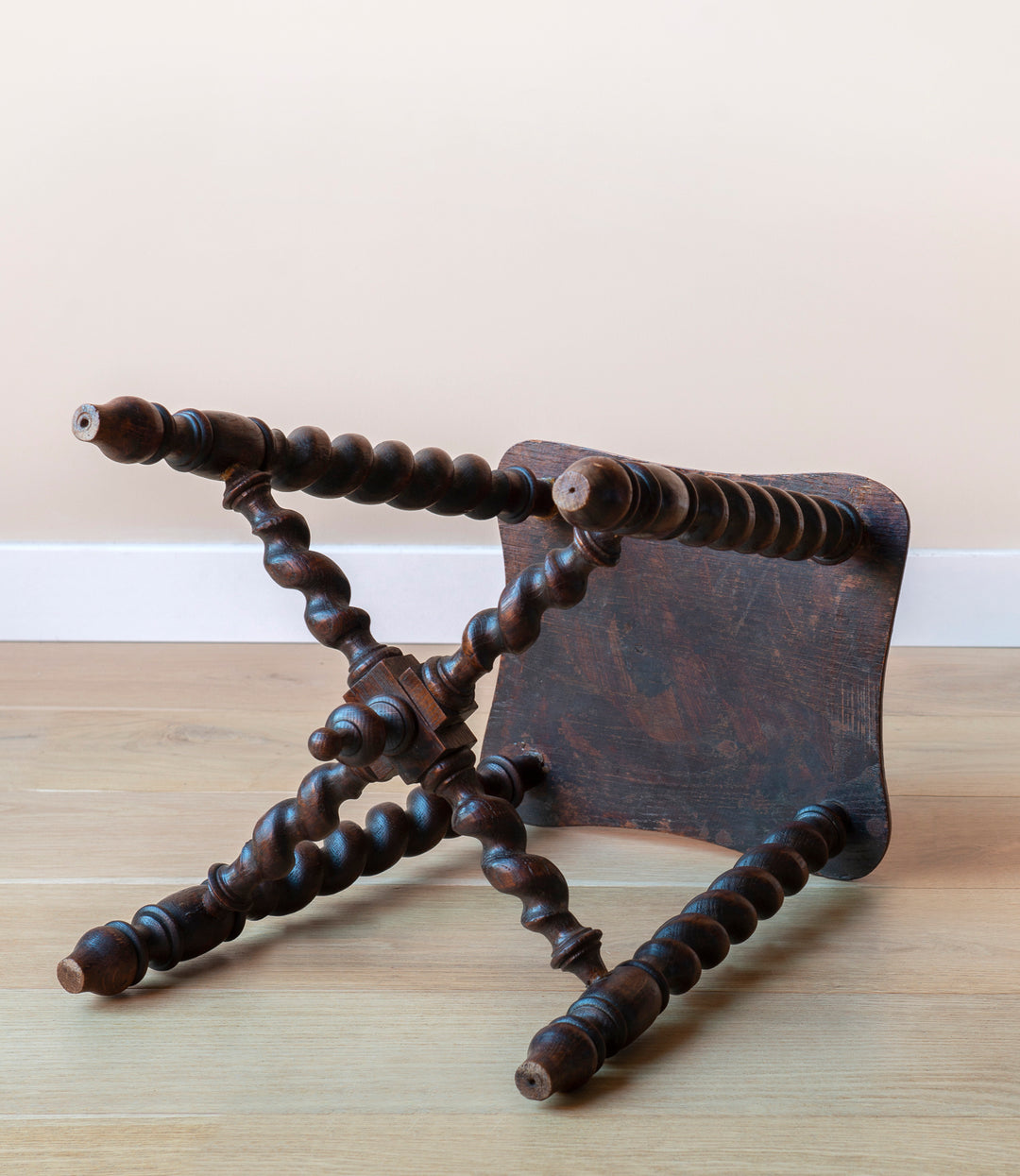 Antique Hand Carved Side Table, Barley Twist Legs