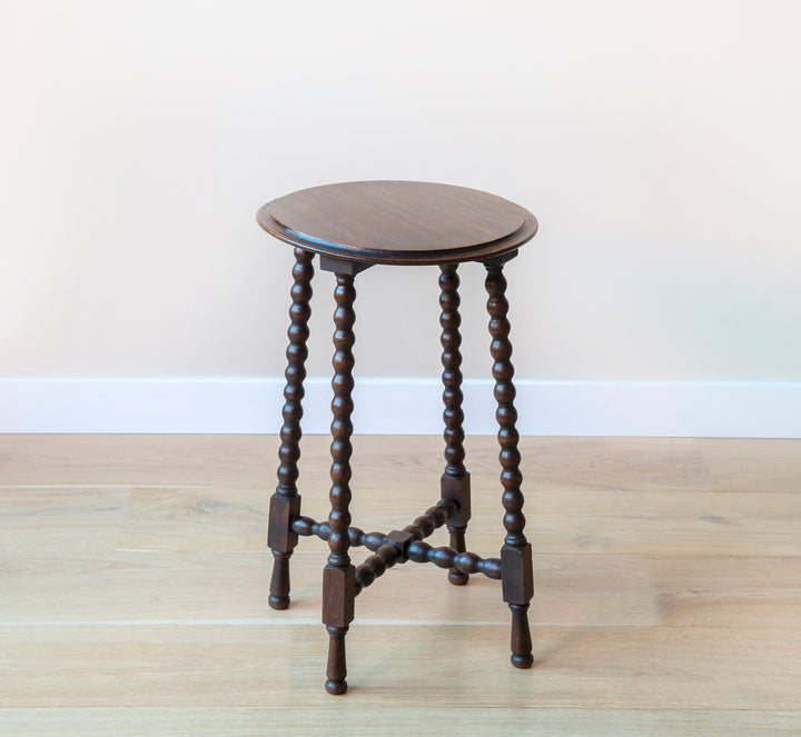 Round Art Deco Side Table With Bobbin Legs, 1920s