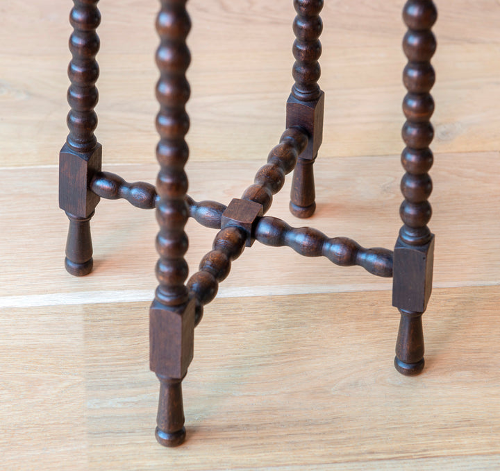 Round Art Deco Side Table With Bobbin Legs, 1920s