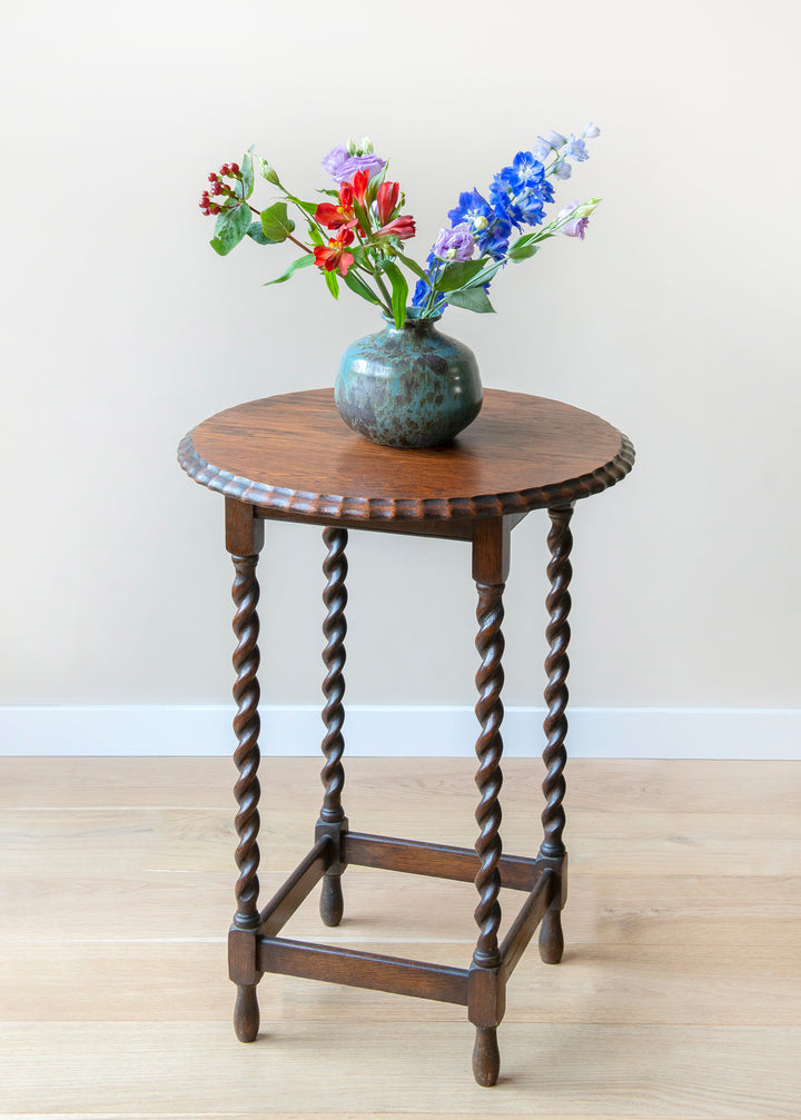 Large Antique Barley Twist Table, Oak Wood