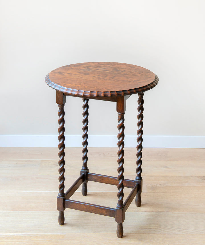 Large Antique Barley Twist Table, Oak Wood