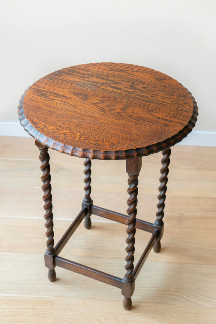 Large Antique Barley Twist Table, Oak Wood