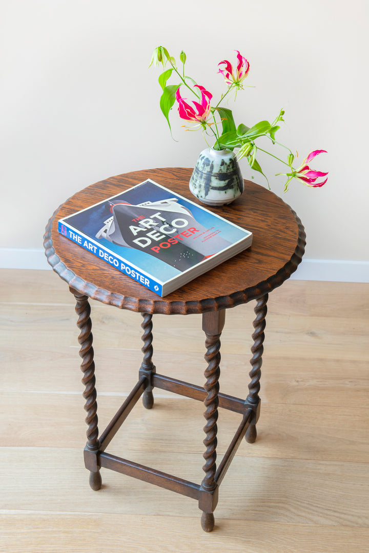 Large Antique Barley Twist Table, Oak Wood