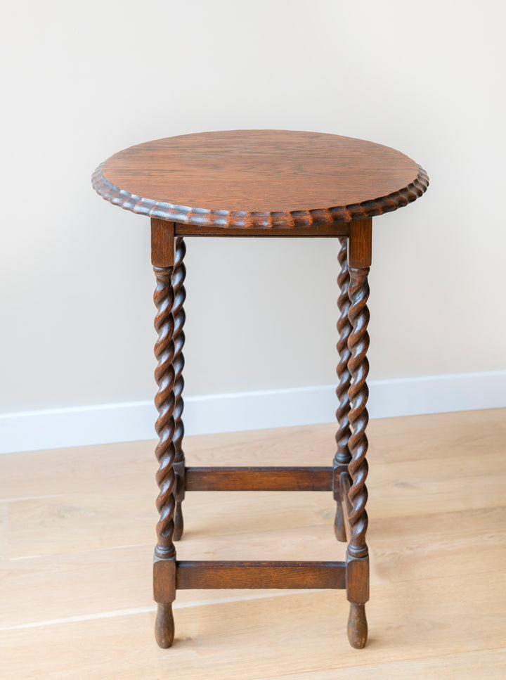 Large Antique Barley Twist Table, Oak Wood