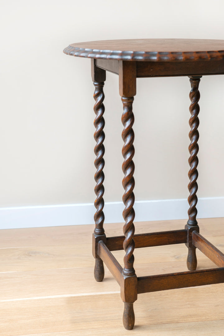 Large Antique Barley Twist Table, Oak Wood