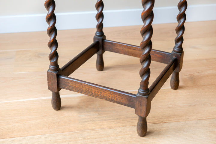 Large Antique Barley Twist Table, Oak Wood