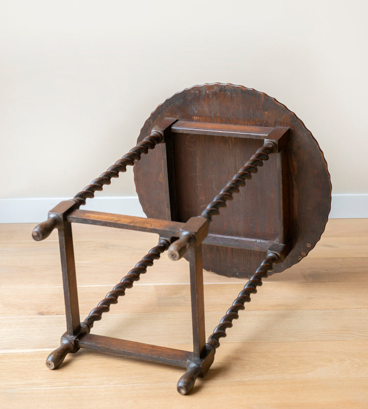 Large Antique Barley Twist Table, Oak Wood