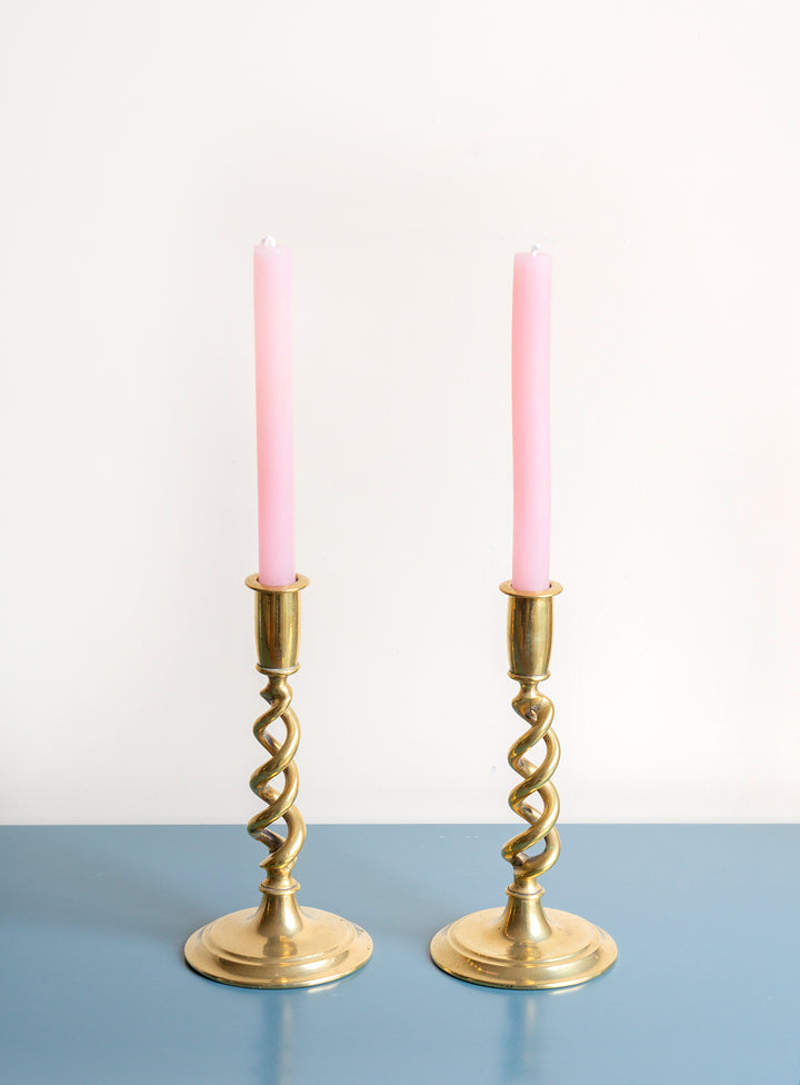 Antique Brass Barley Twist Candle Holders