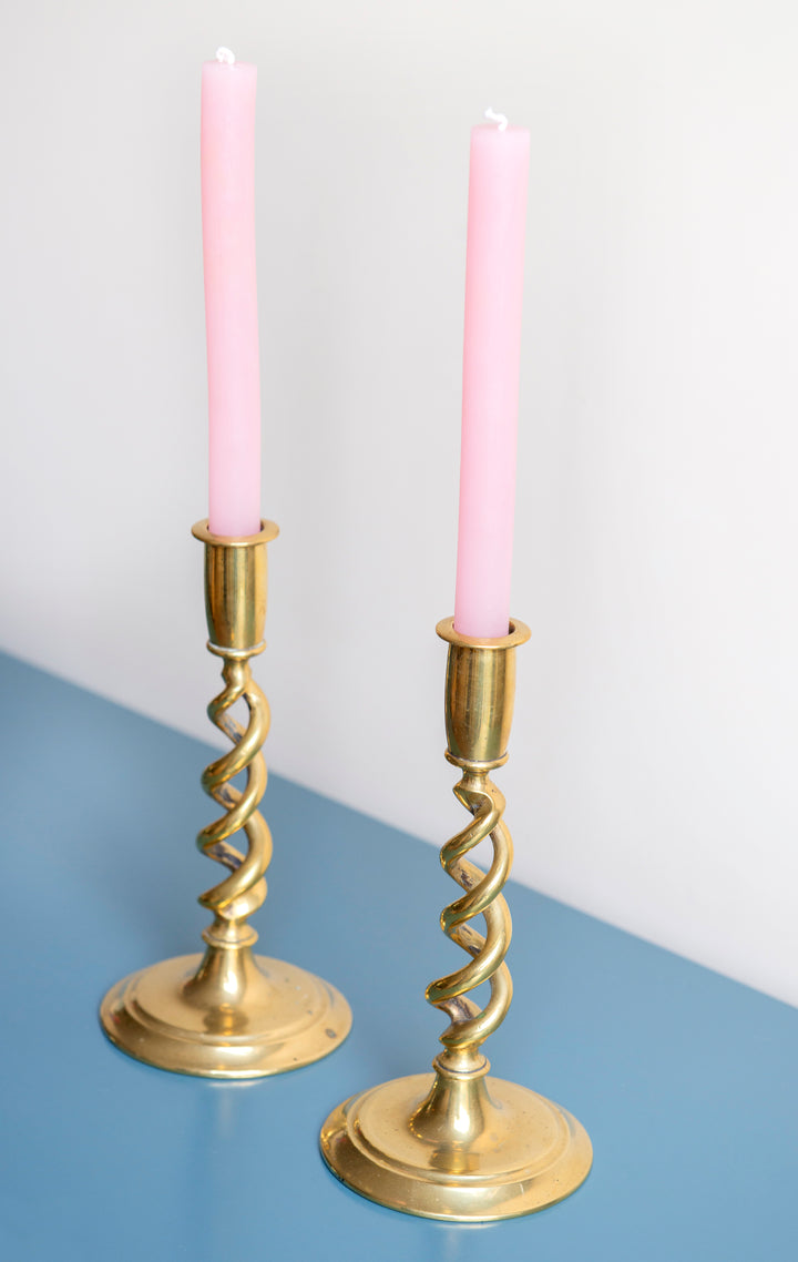 Antique Brass Barley Twist Candle Holders