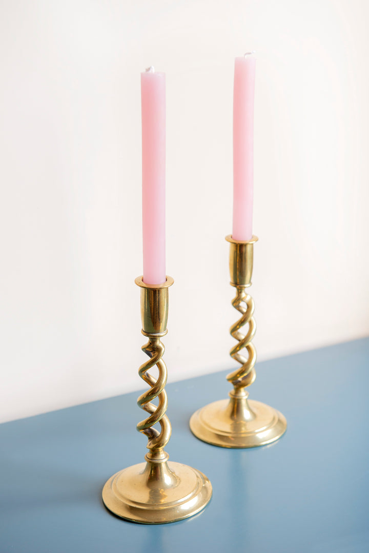 Antique Brass Barley Twist Candle Holders