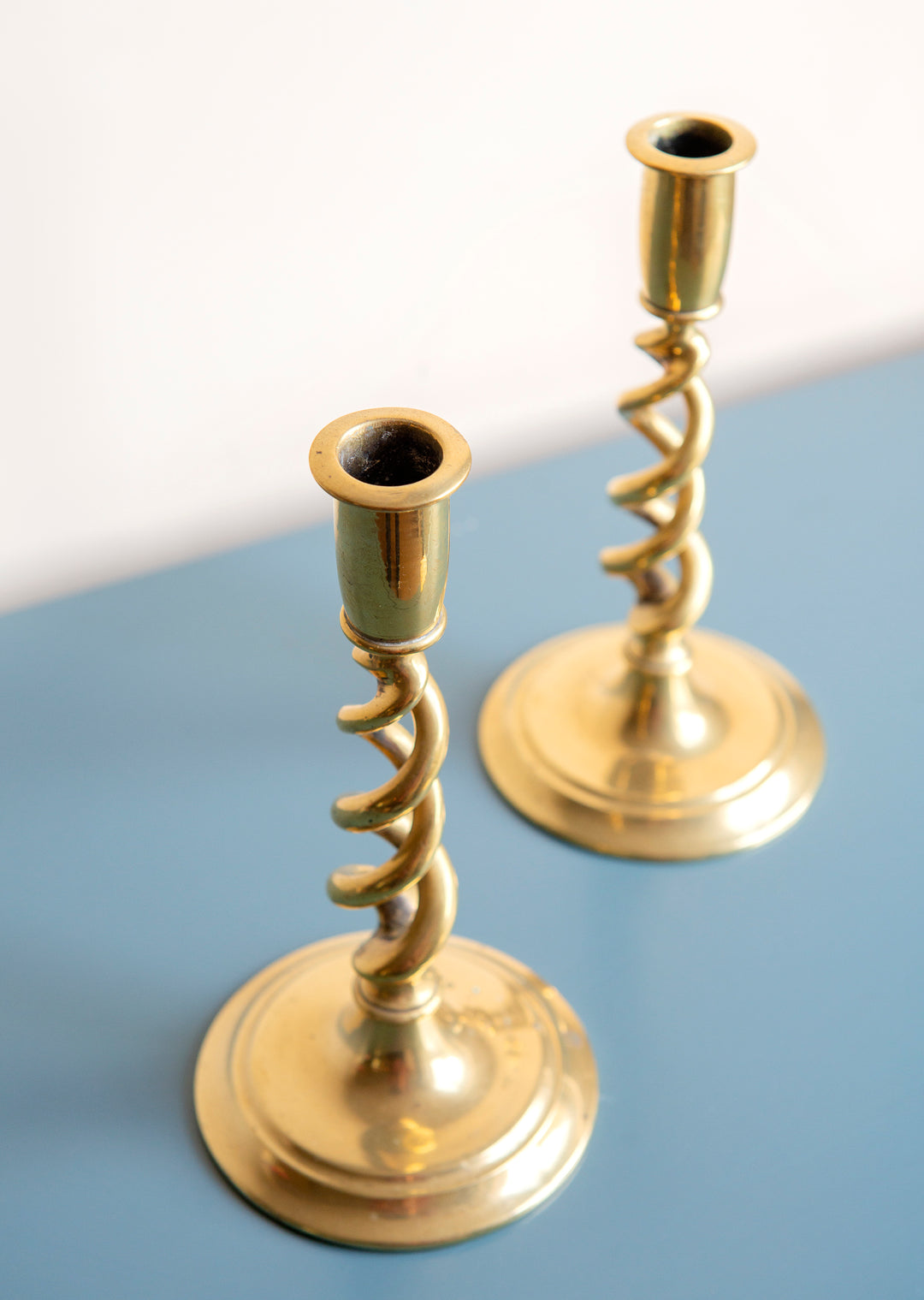 Antique Brass Barley Twist Candle Holders