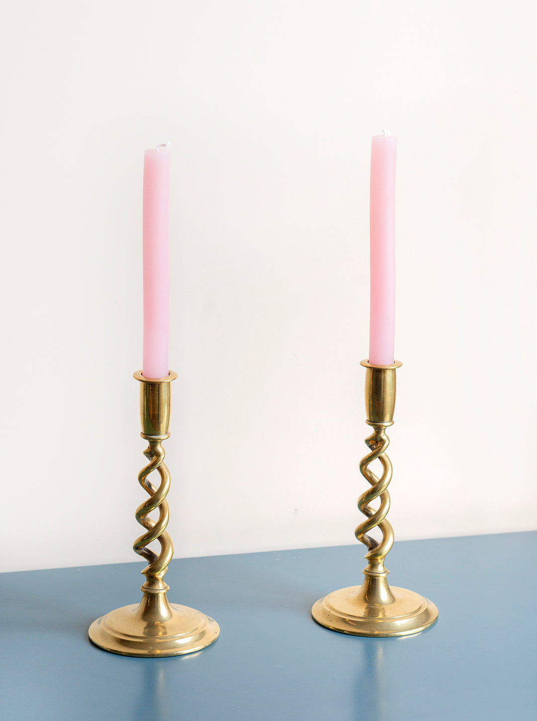 Antique Brass Barley Twist Candle Holders