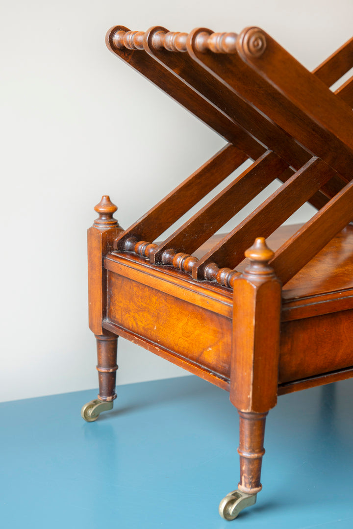 Canterbury Magazine Rack On Wheels, Walnut Wood