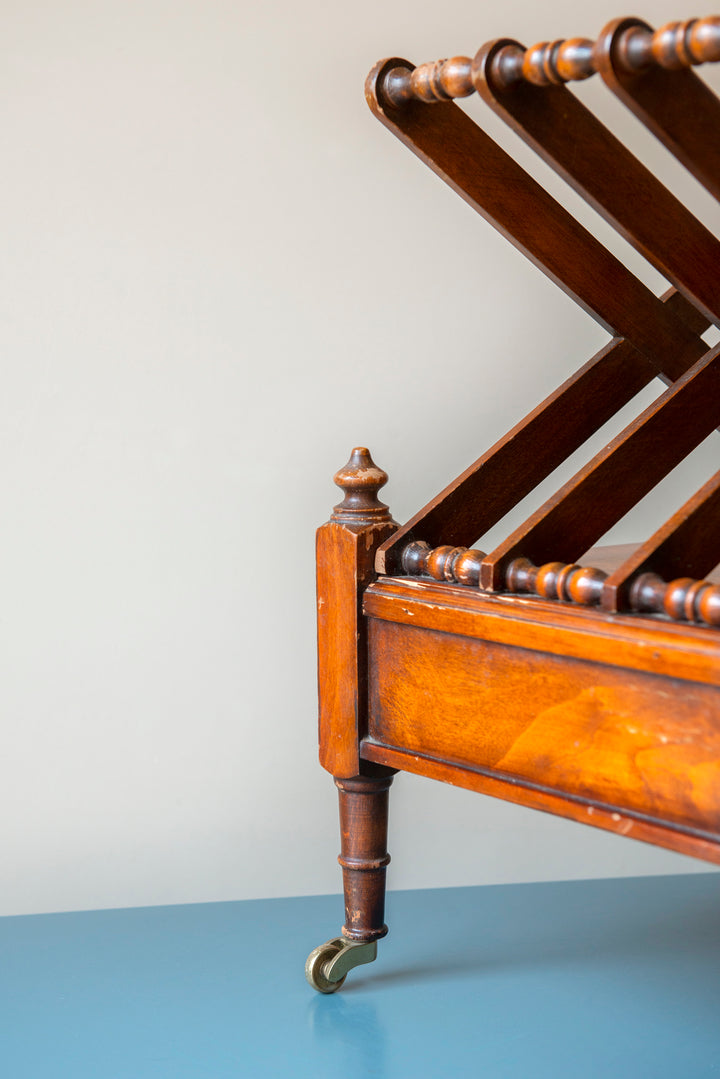 Canterbury Magazine Rack On Wheels, Walnut Wood