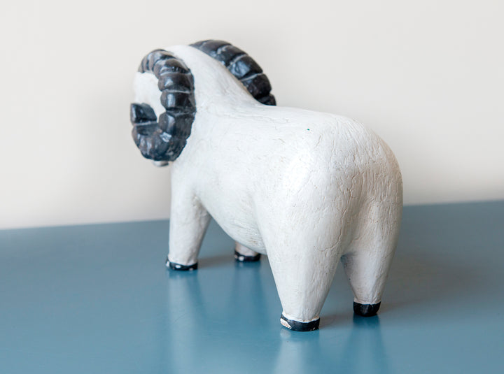 Old Wooden Sheep Sculpture