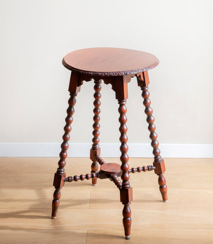 Large Antique Side Table With Carved Bobbin Legs