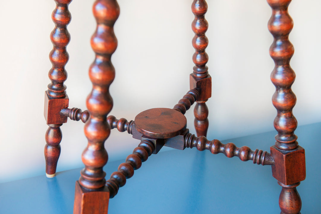 Large Antique Side Table With Carved Bobbin Legs