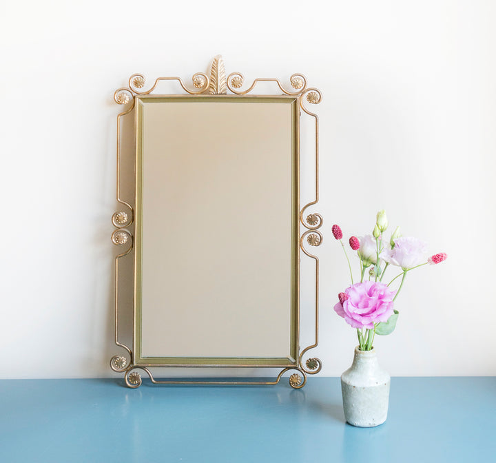 Hollywood Regency Brass Wall Mirror, Deknudt, 1950s