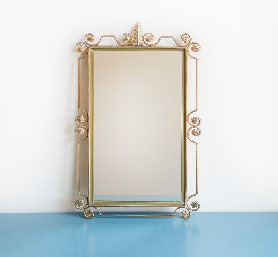 Hollywood Regency Brass Wall Mirror, Deknudt, 1950s