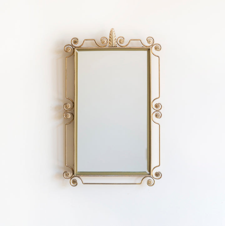 Hollywood Regency Brass Wall Mirror, Deknudt, 1950s