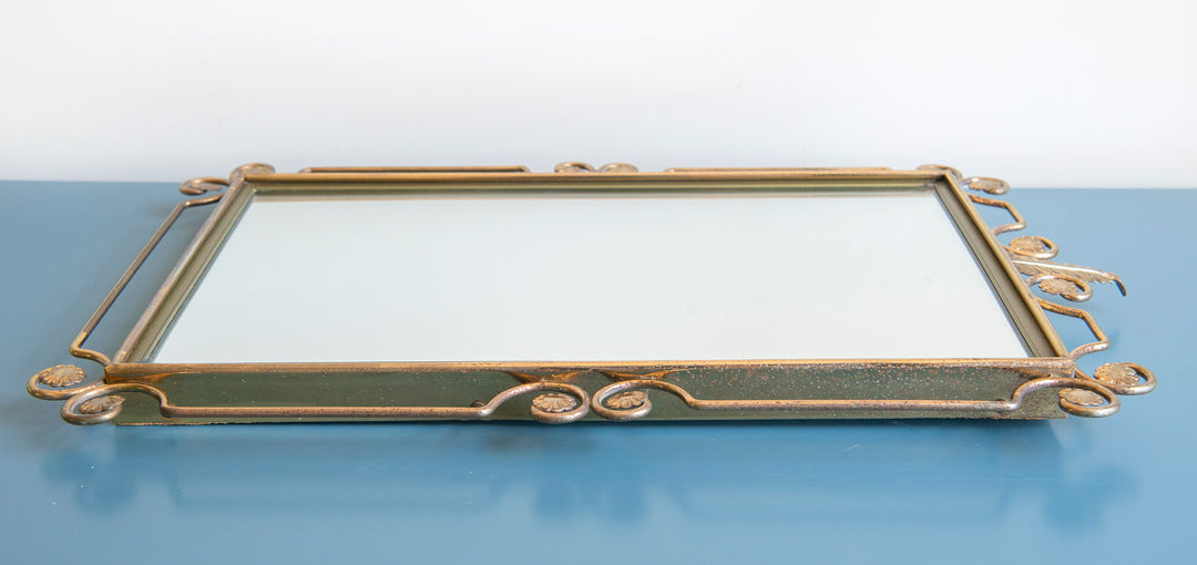 Hollywood Regency Brass Wall Mirror, Deknudt, 1950s