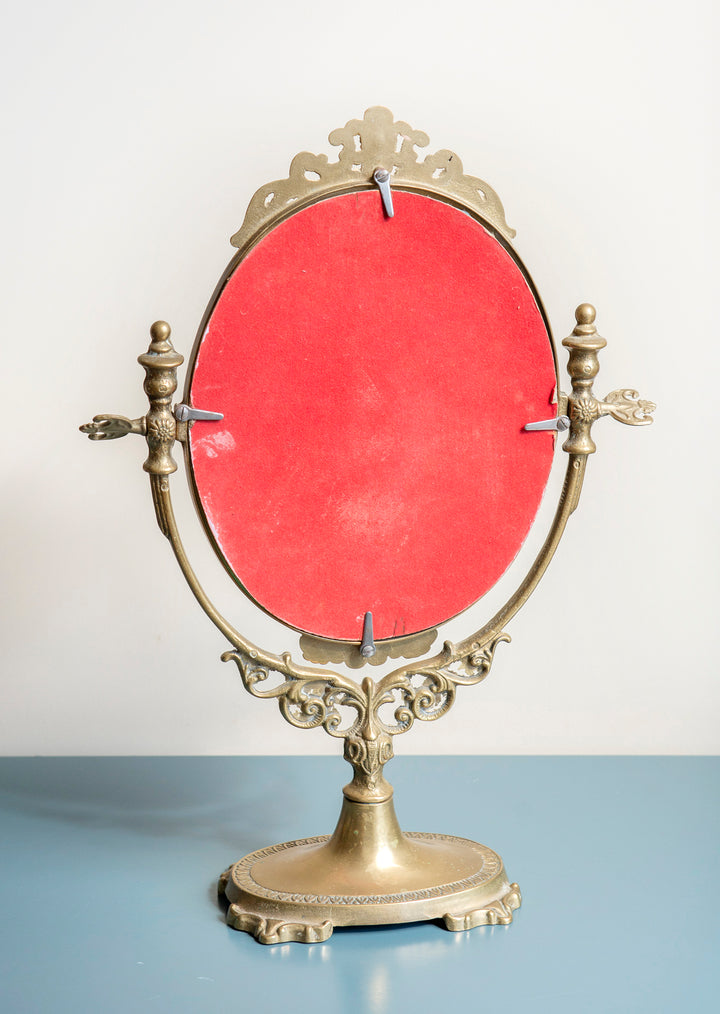 Antique French Brass Table Mirror