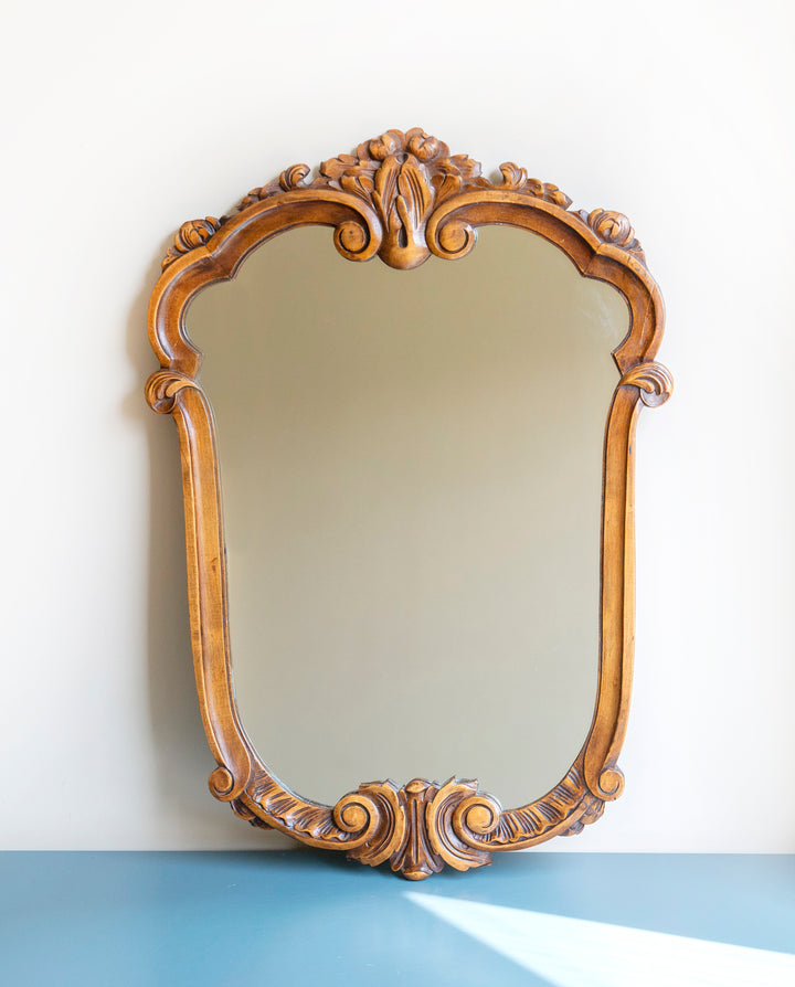 Large Hand Carved Mahogany Mirror, Ornate Frame