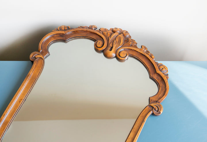 Large Hand Carved Mahogany Mirror, Ornate Frame