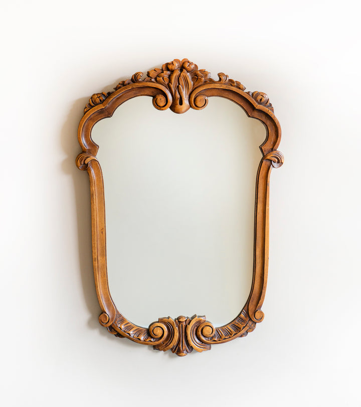 Large Hand Carved Mahogany Mirror, Ornate Frame