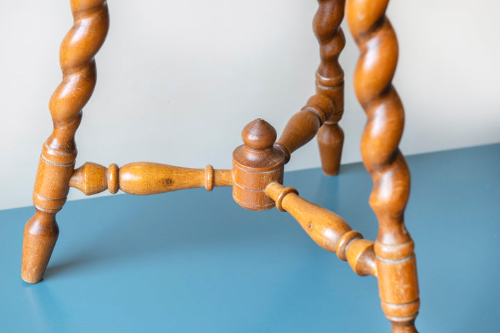 Antique Oak Tripod Stool, Barley Twist