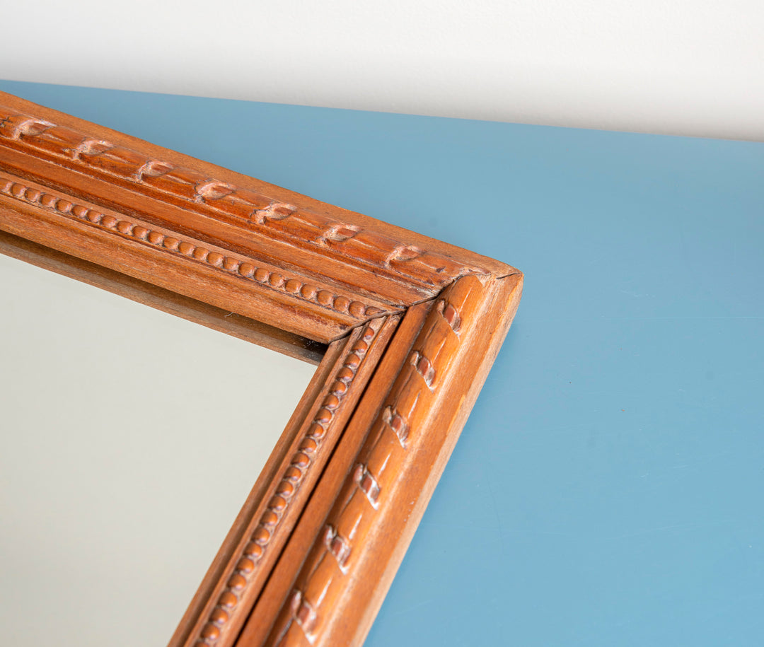 Hand Carved French Wooden Mirror With Bow