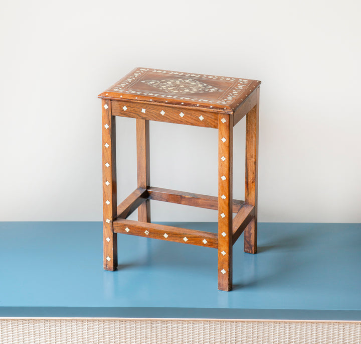 Antique Indian Rosewood Side Table, Pearl Inlay