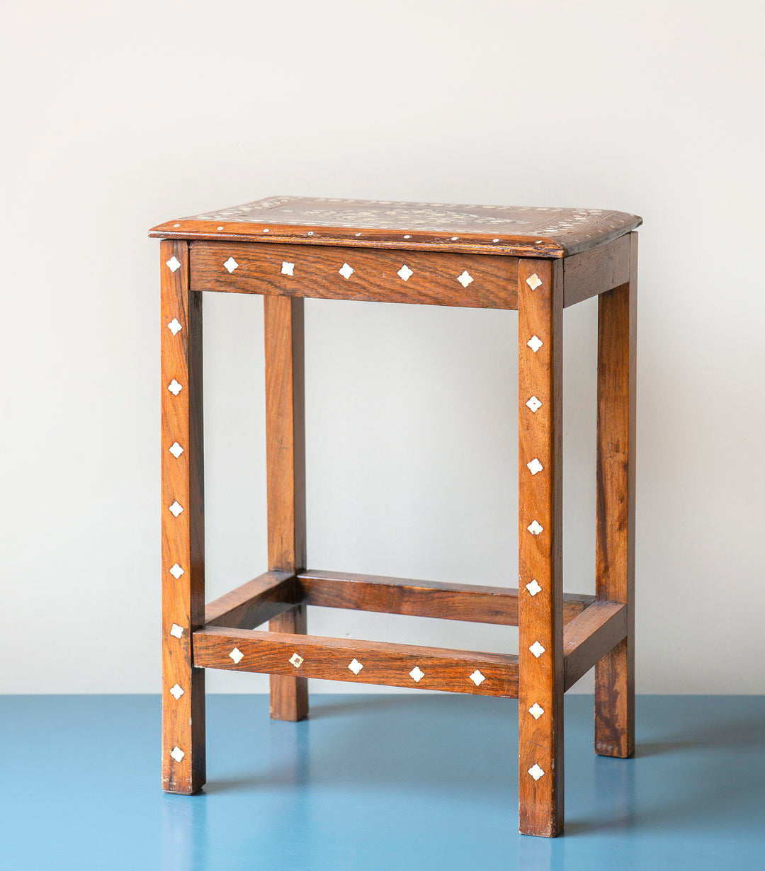 Antique Indian Rosewood Side Table, Pearl Inlay