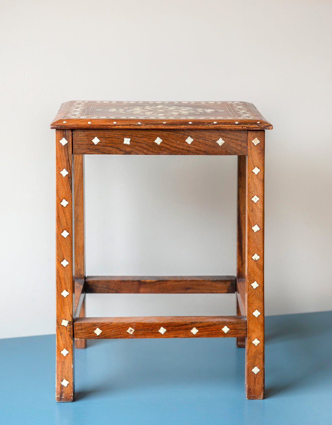 Antique Indian Rosewood Side Table, Pearl Inlay