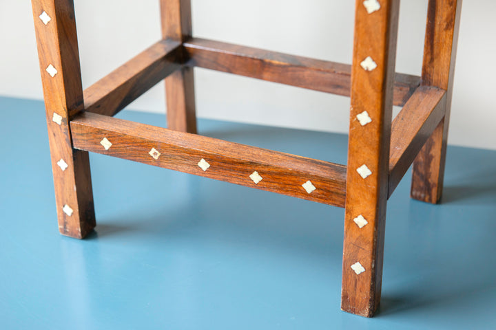 Antique Indian Rosewood Side Table, Pearl Inlay