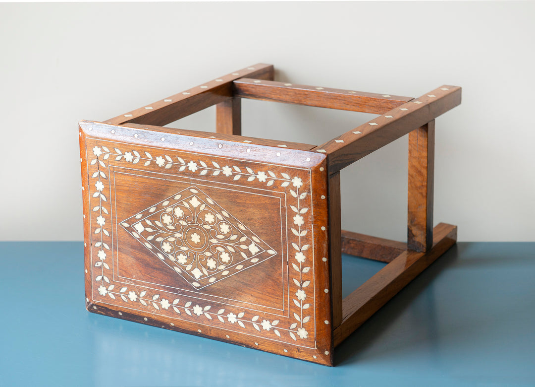 Antique Indian Rosewood Side Table, Pearl Inlay