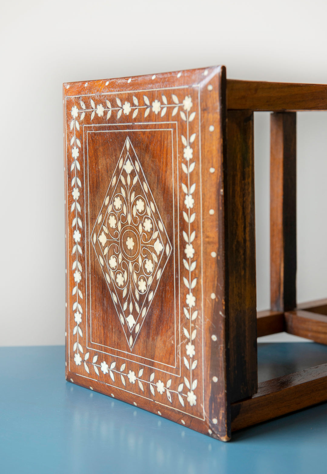 Antique Indian Rosewood Side Table, Pearl Inlay