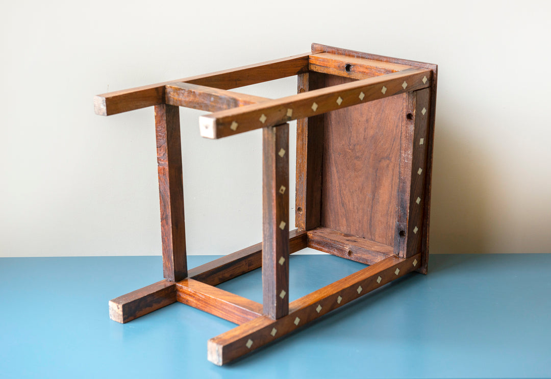 Antique Indian Rosewood Side Table, Pearl Inlay