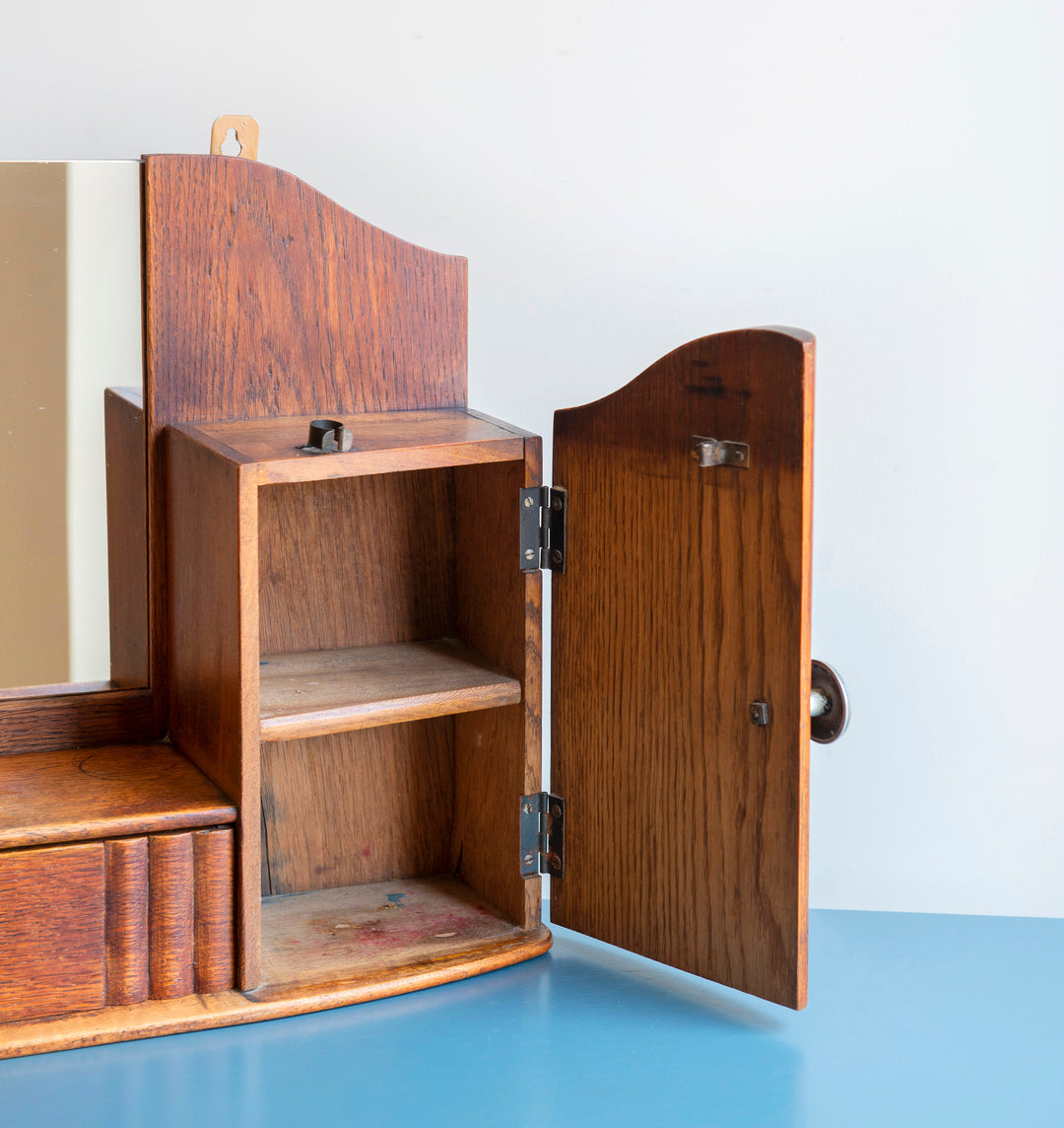 Art Deco Wooden Medicine Chest With Mirror, 1930s