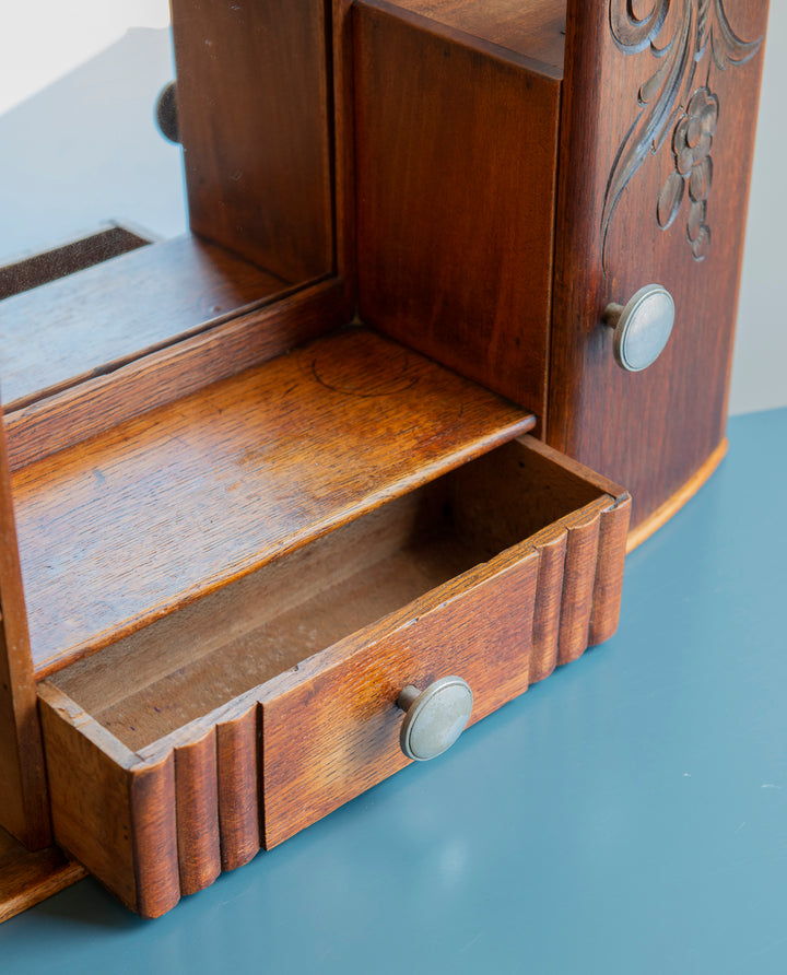 Art Deco Wooden Medicine Chest With Mirror, 1930s