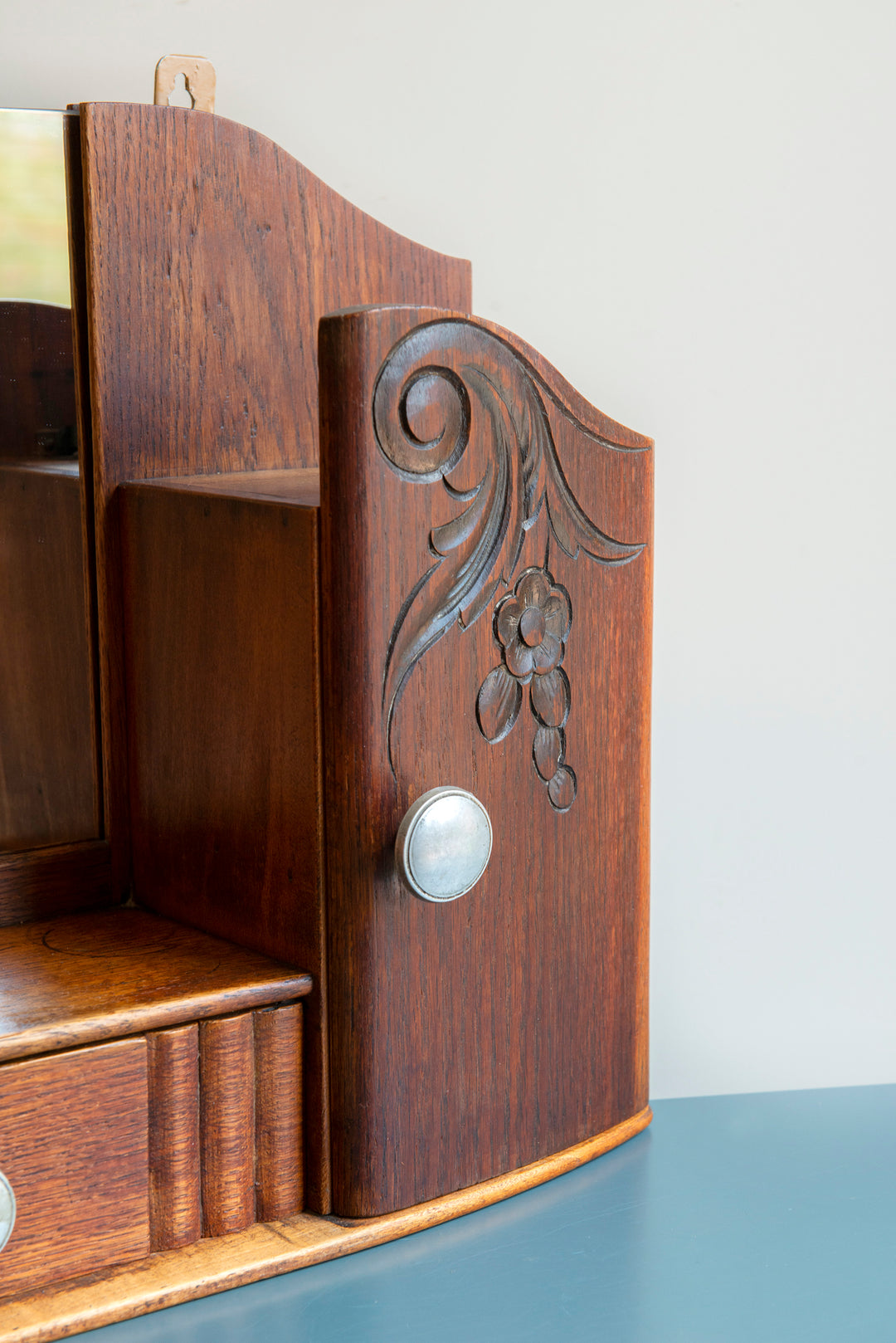 Art Deco Wooden Medicine Chest With Mirror, 1930s