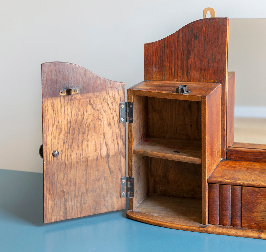 Art Deco Wooden Medicine Chest With Mirror, 1930s