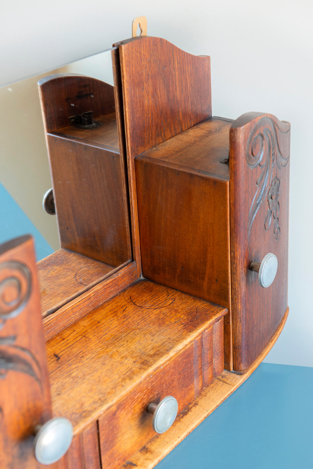 Art Deco Wooden Medicine Chest With Mirror, 1930s