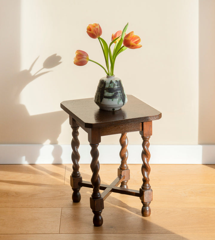 Antique Square Barley Twist Side Table