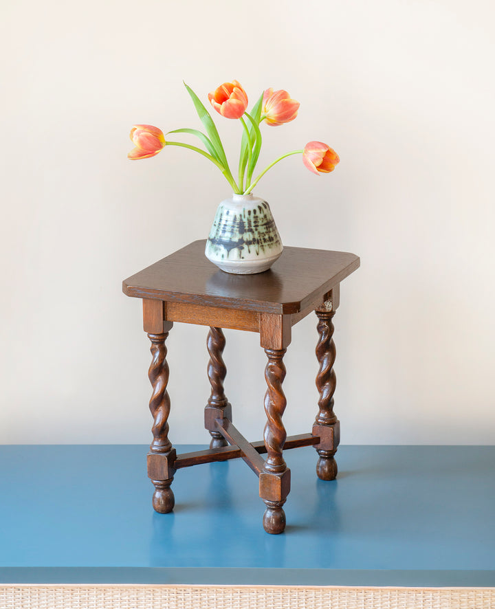 Antique Square Barley Twist Side Table